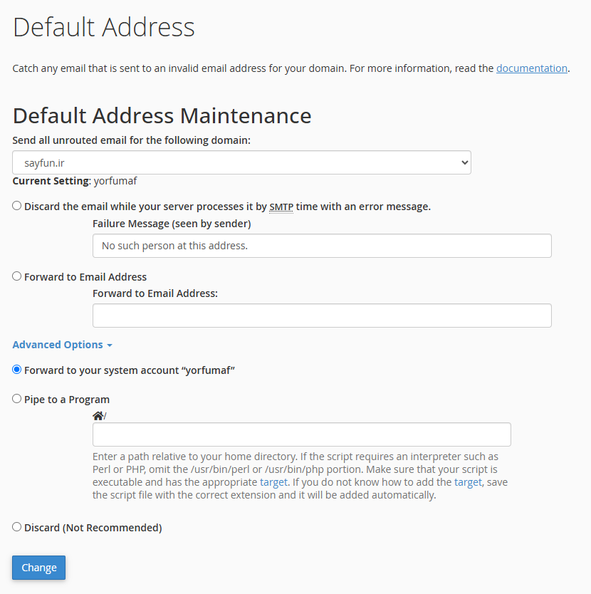 تنظیم Default Address