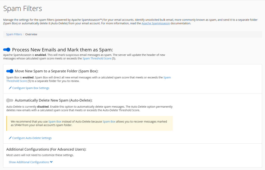 تنظیم SpamAssassin