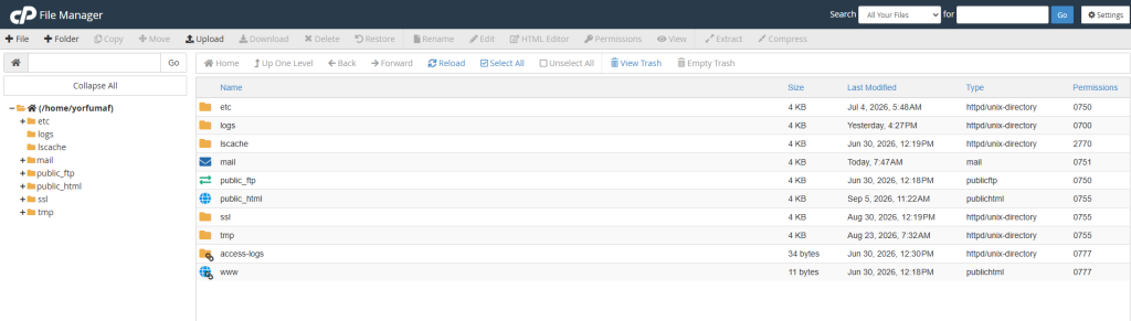مدیریت فایل در cPanel