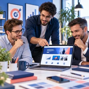 تیم حرفه‌ای آژانس دیجیتال مارکتینگ در حال بررسی طراحی سایت